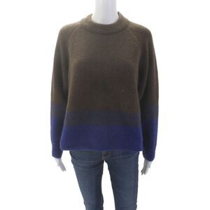 Arsene Et Les Pipelettes Womens Textured Round Neck Long Sleeve Sweater Brown Si